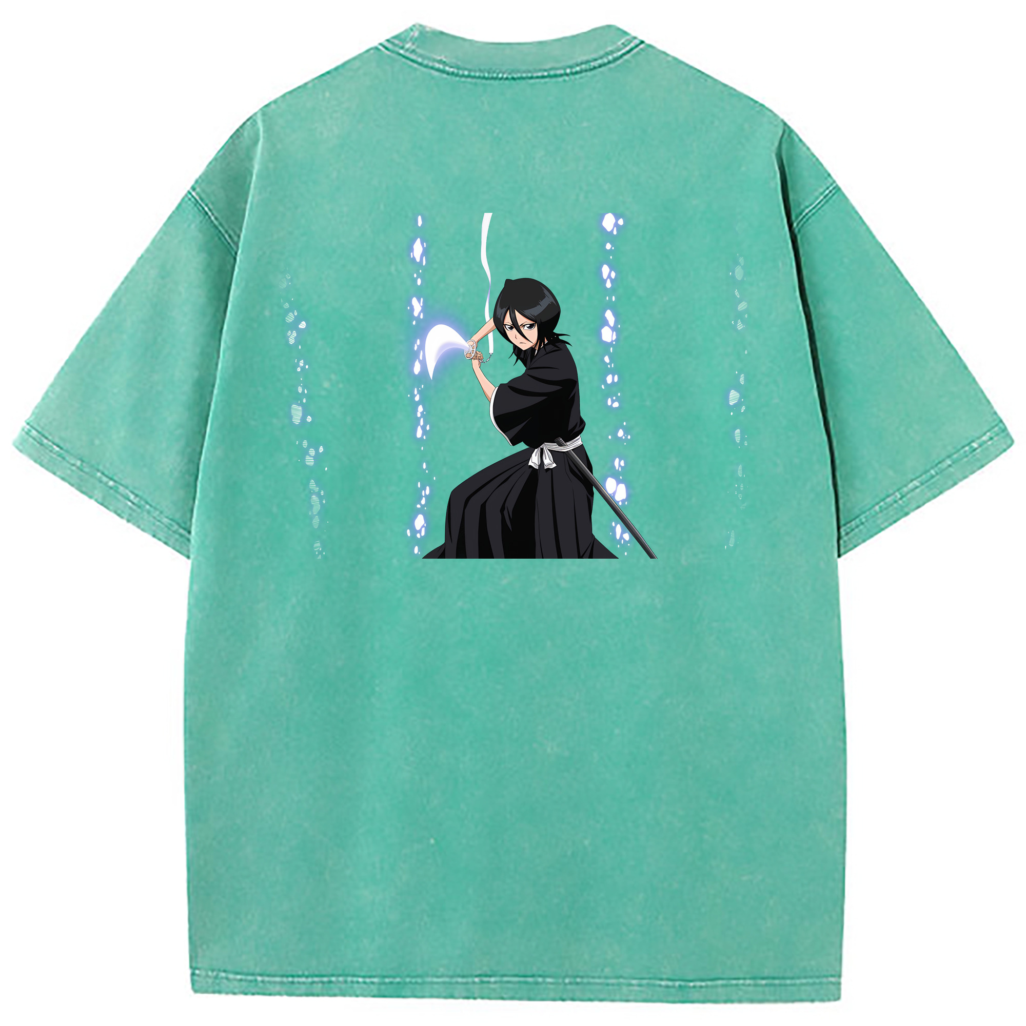 （画像用） ブリーチ 朽木ルキア BLEACH Kuchiki Rukia 綿100% ヴィンテージ風 半袖Tシャツ（背面プリント）